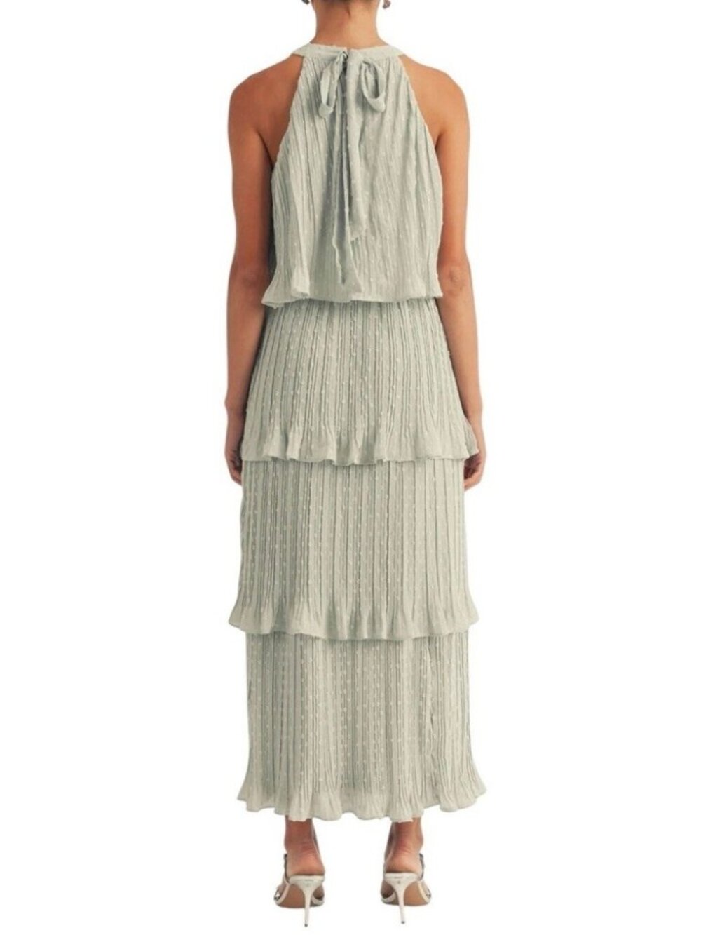 Arose Studio Sage Green Swiss Dot Tiered Dress - Picture 3 of 3